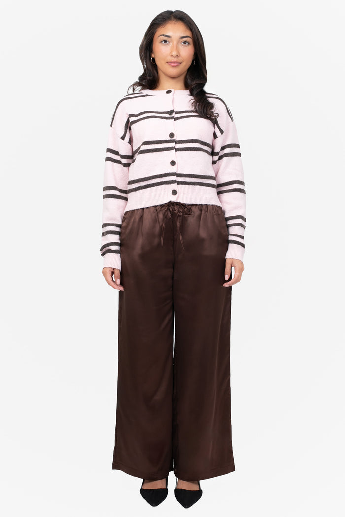 Laine Drawstring Satin Wide Leg Pants