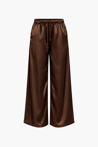 Laine Drawstring Satin Wide Leg Pants