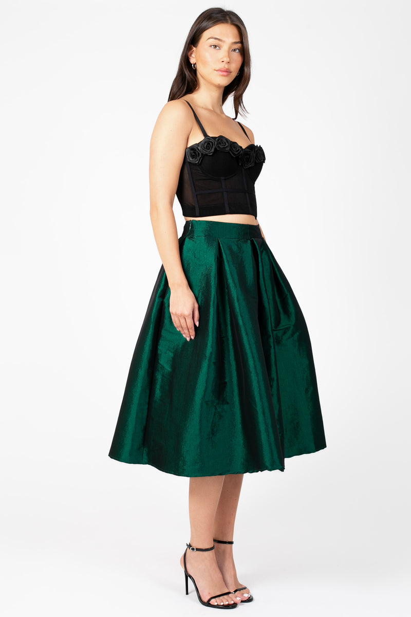 Emilia Pleated Front Midi Skirt - honey