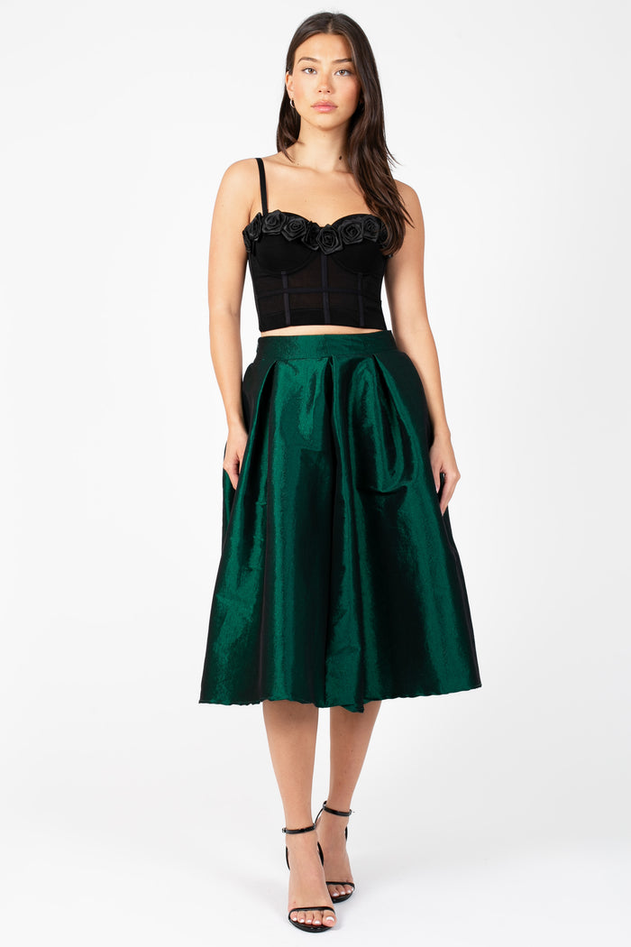 Emilia Pleated Front Midi Skirt - honey