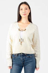 John + Jenn® Emile Gold Buckle Cardigan - honey