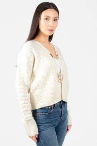 John + Jenn® Emile Gold Buckle Cardigan - honey