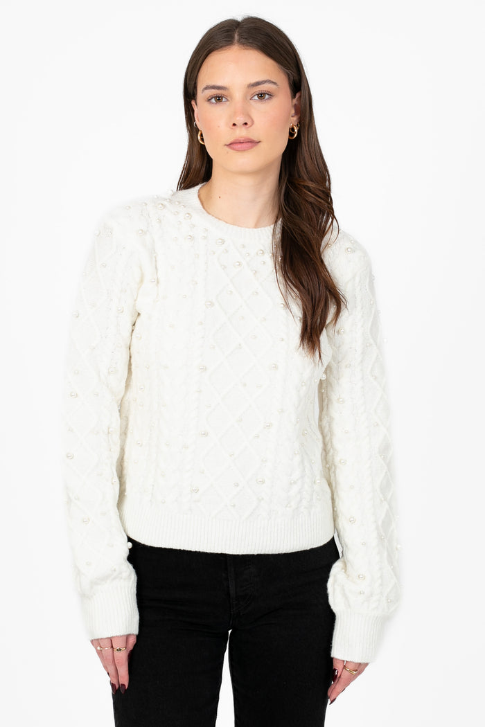 John + Jenn® Lux Cable Knit Sweater - honey