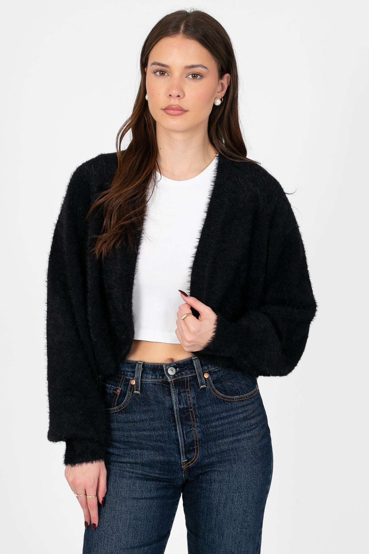 John + Jenn® Emmer Fuzzy Cardigan - honey