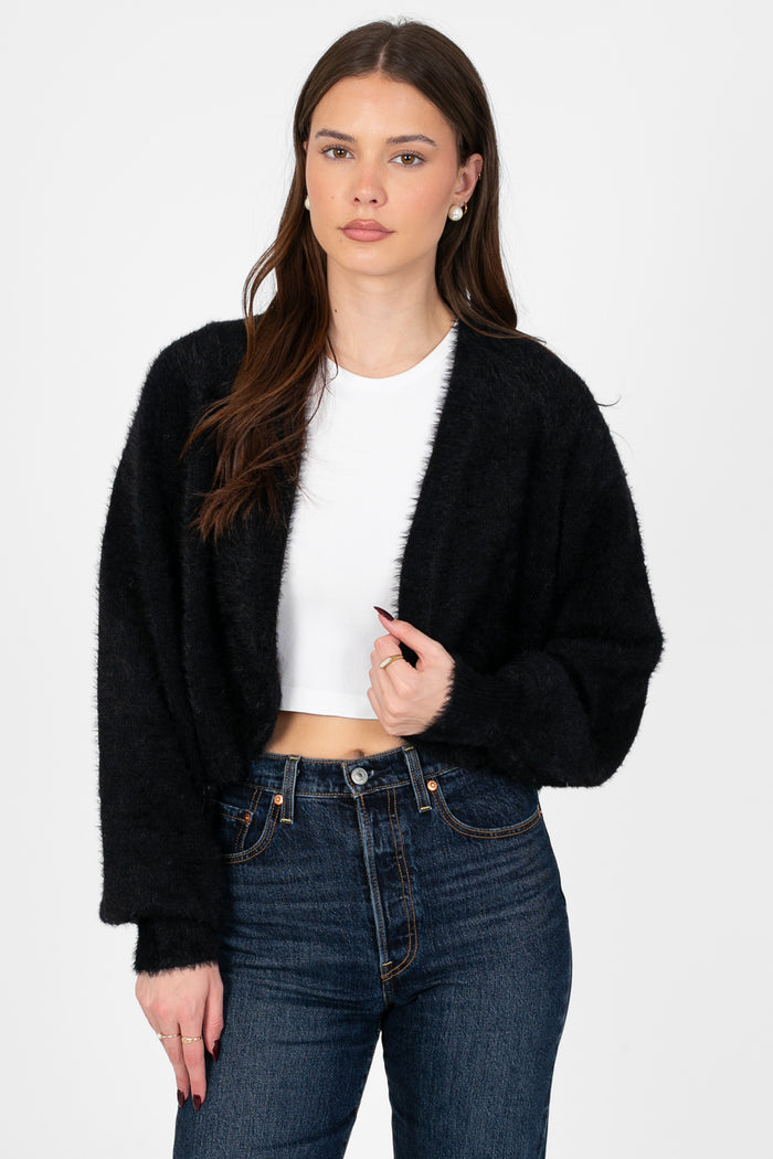 John + Jenn® Emmer Fuzzy Cardigan - honey