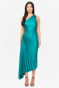 Reagan One Shoulder Pleated Hi Lo Maxi Dress