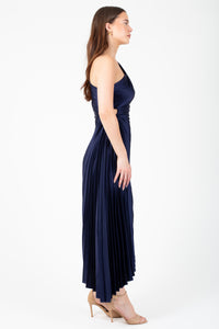 Reagan One Shoulder Pleated Hi Lo Maxi Dress honey Reagan One Shoulder Pleated Hi Lo Maxi Dress honey