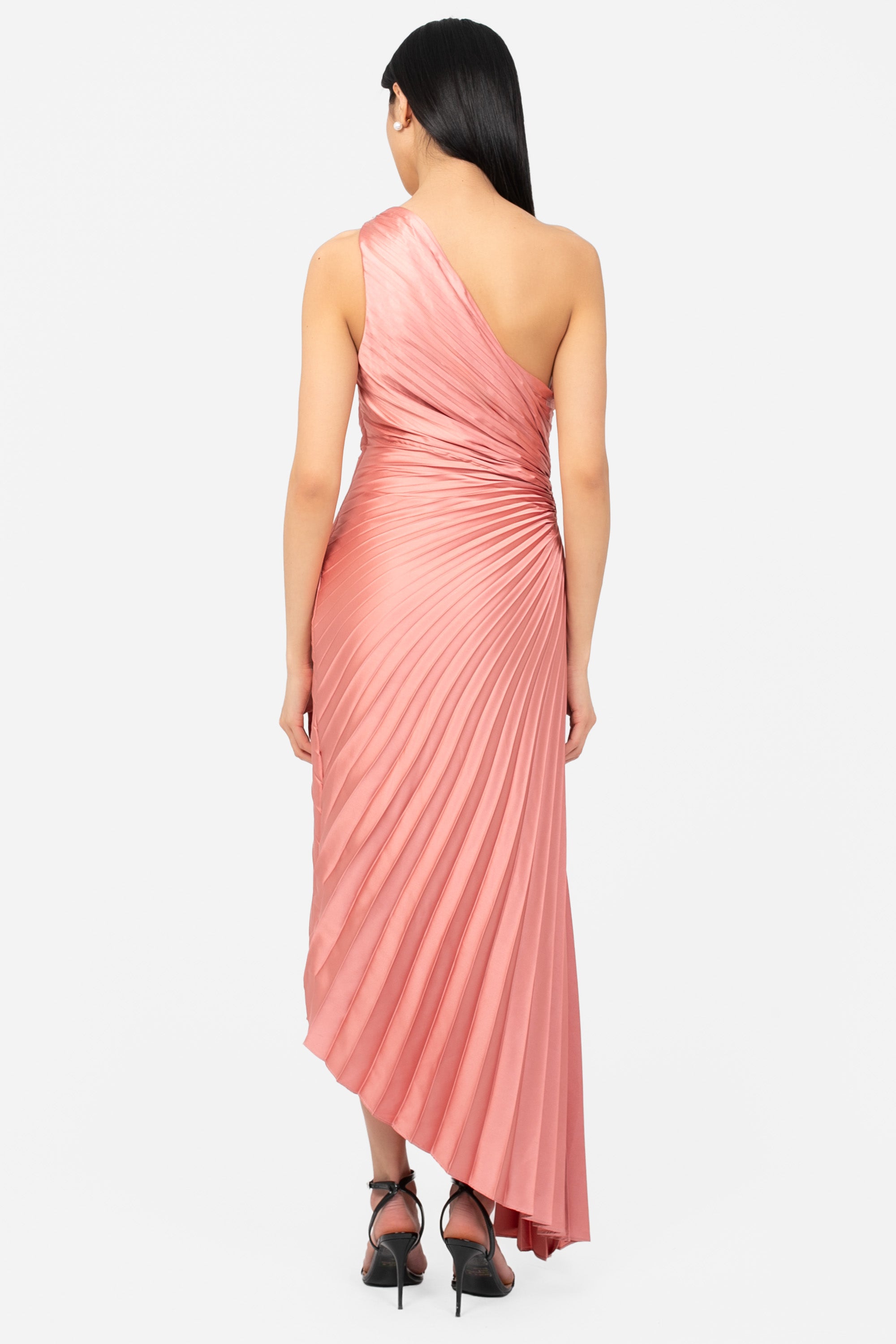 Reagan One Shoulder Pleated Hi Lo Maxi Dress – honey