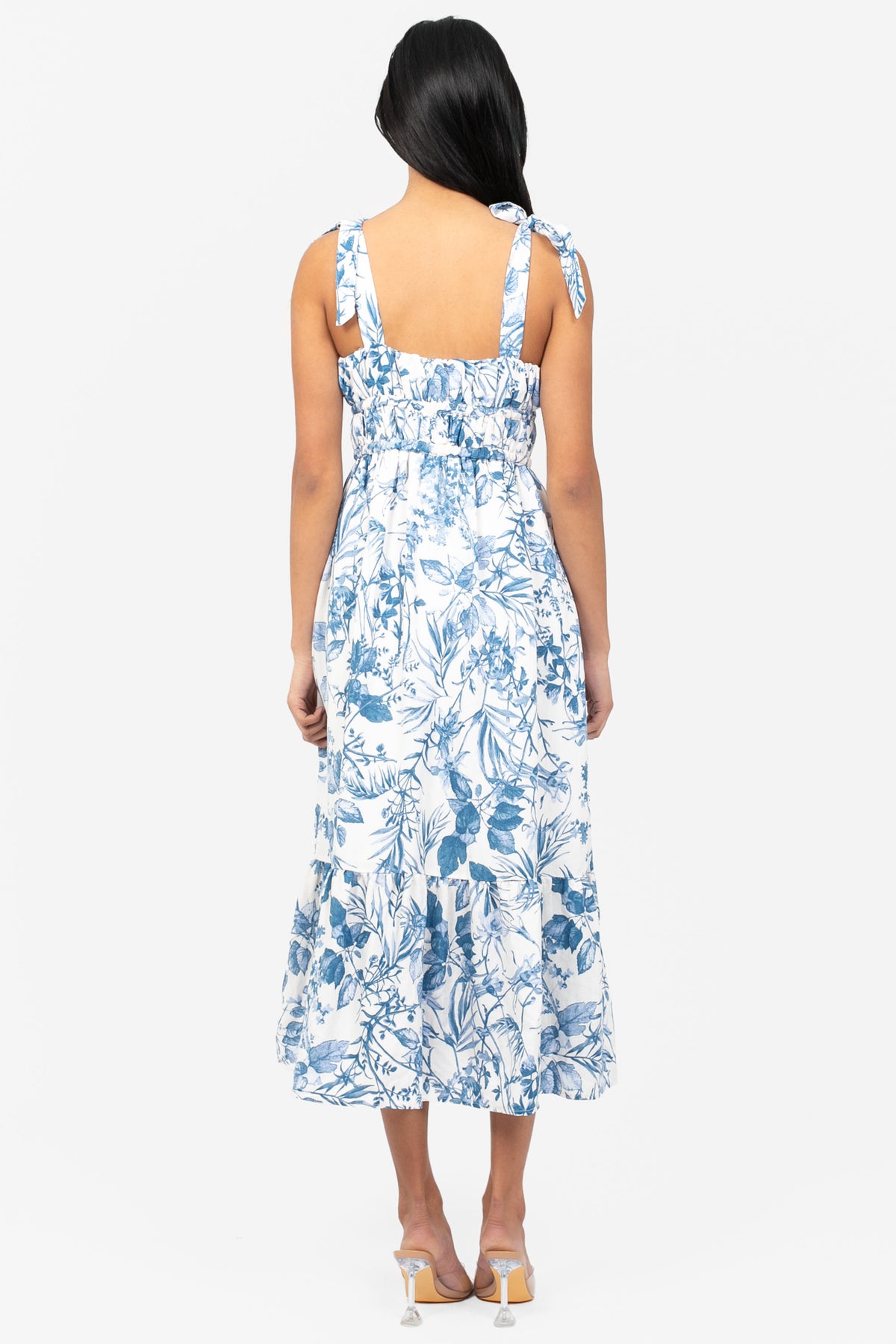 Donna Shirred Floral Maxi Dress - honey