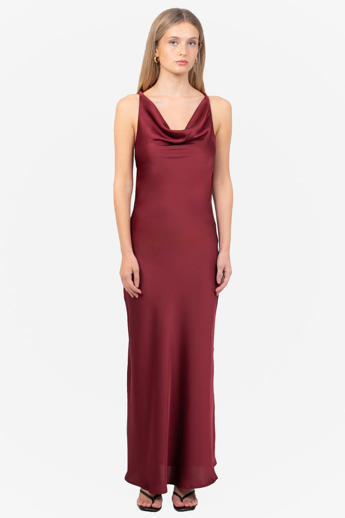 Hayden Twist Cord Satin Maxi Dress