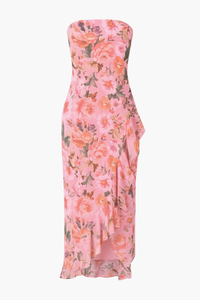 Rhea Strapless Floral Ruffle Maxi Dress