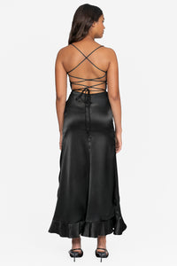 Grace Satin Ruffle Maxi Dress