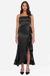 Grace Satin Ruffle Maxi Dress