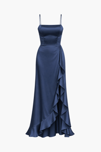 Grace Satin Ruffle Maxi Dress