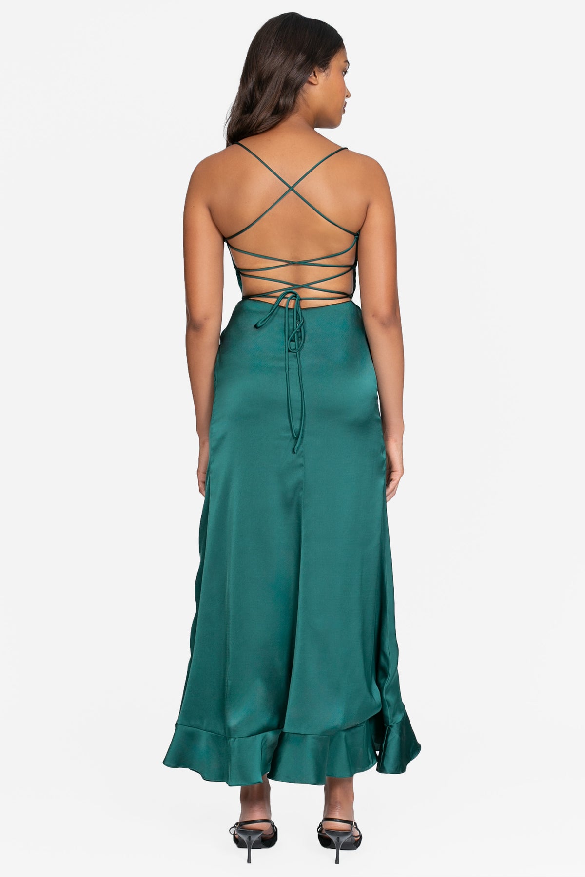 Grace Satin Ruffle Maxi Dress