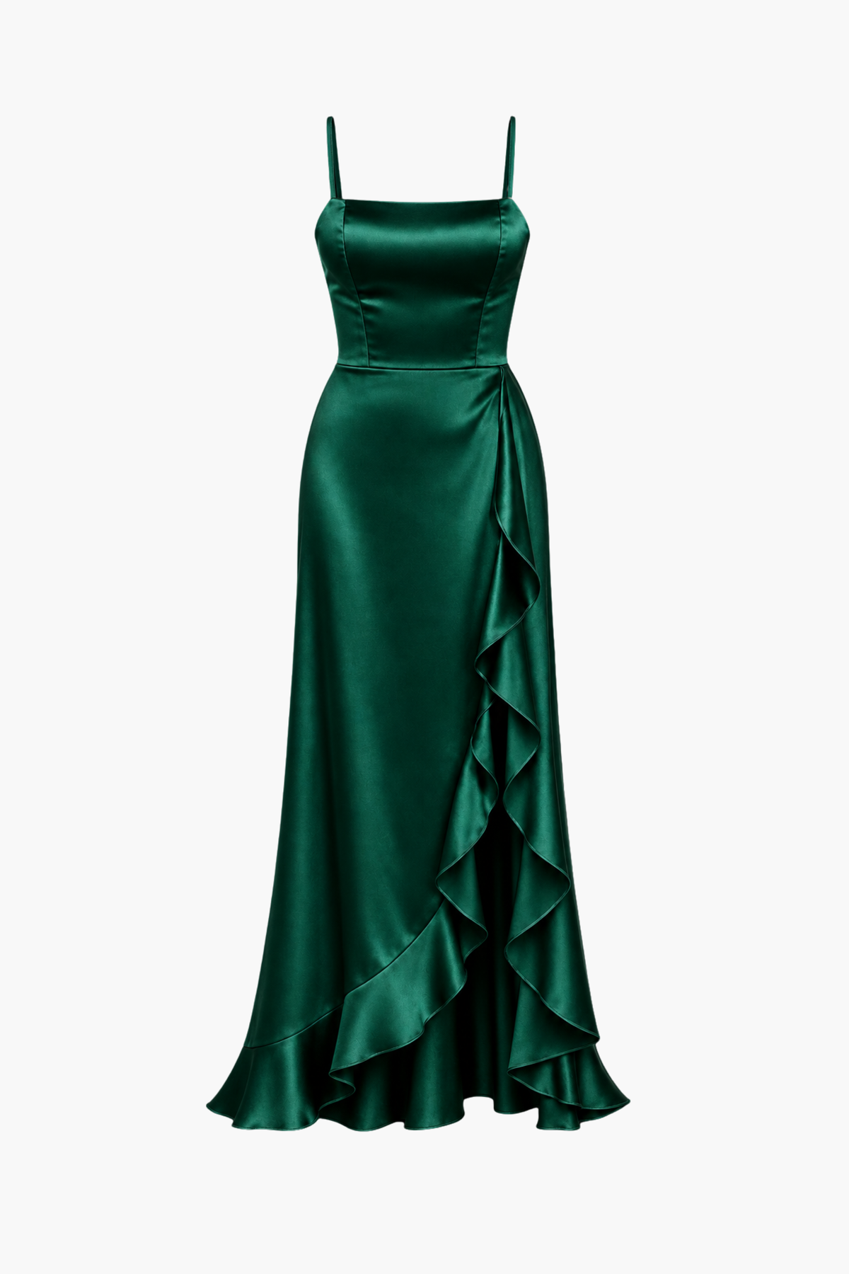 Grace Satin Ruffle Maxi Dress