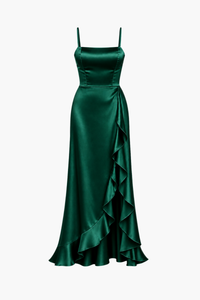 Grace Satin Ruffle Maxi Dress