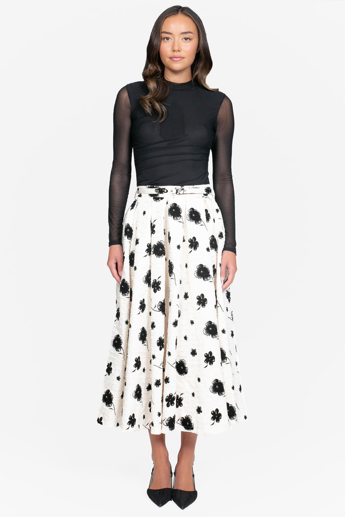 Romina Textured Floral Midi Skirt