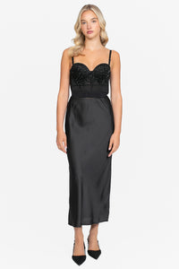Elaine Satin Slip Midi Skirt