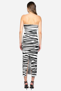 Mona Striped Midi Dress - honey