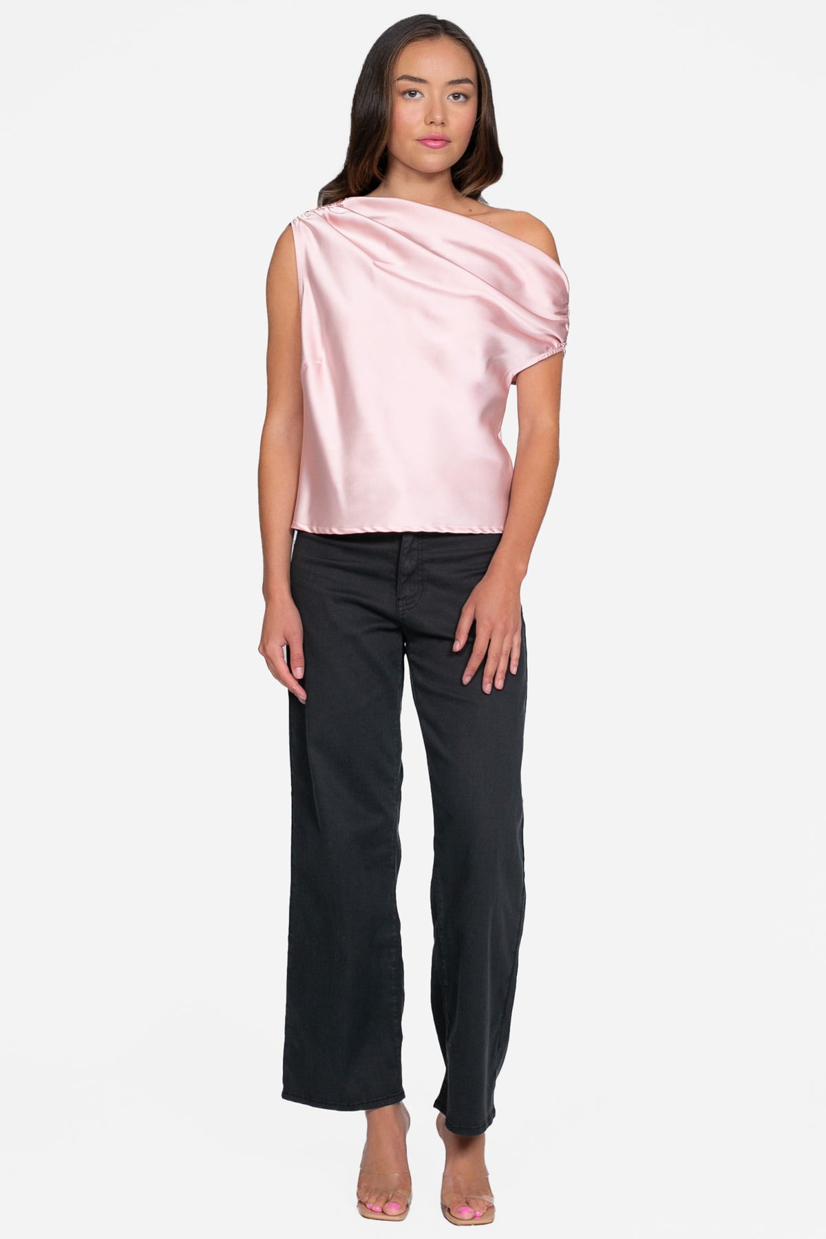 Marielle Satin Draped Blouse