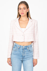 Althea Jewel Button Tweed Crop Blazer - honey