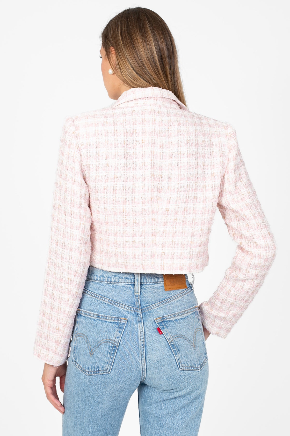 Althea Jewel Button Tweed Crop Blazer - honey