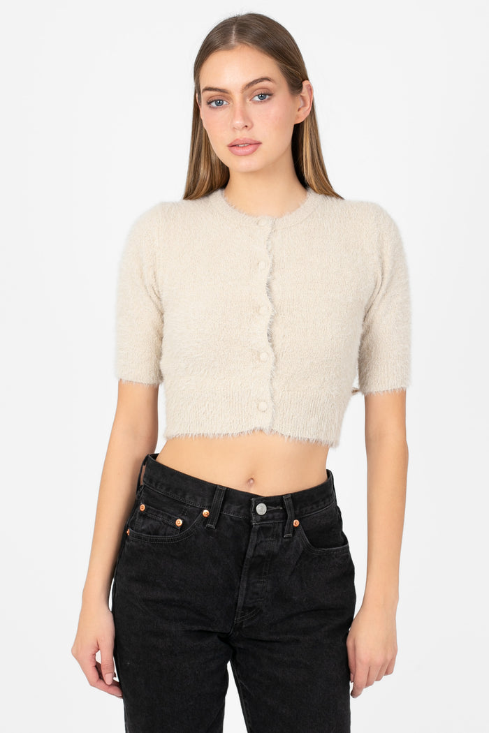 Darla Button Front Cardigan - honey