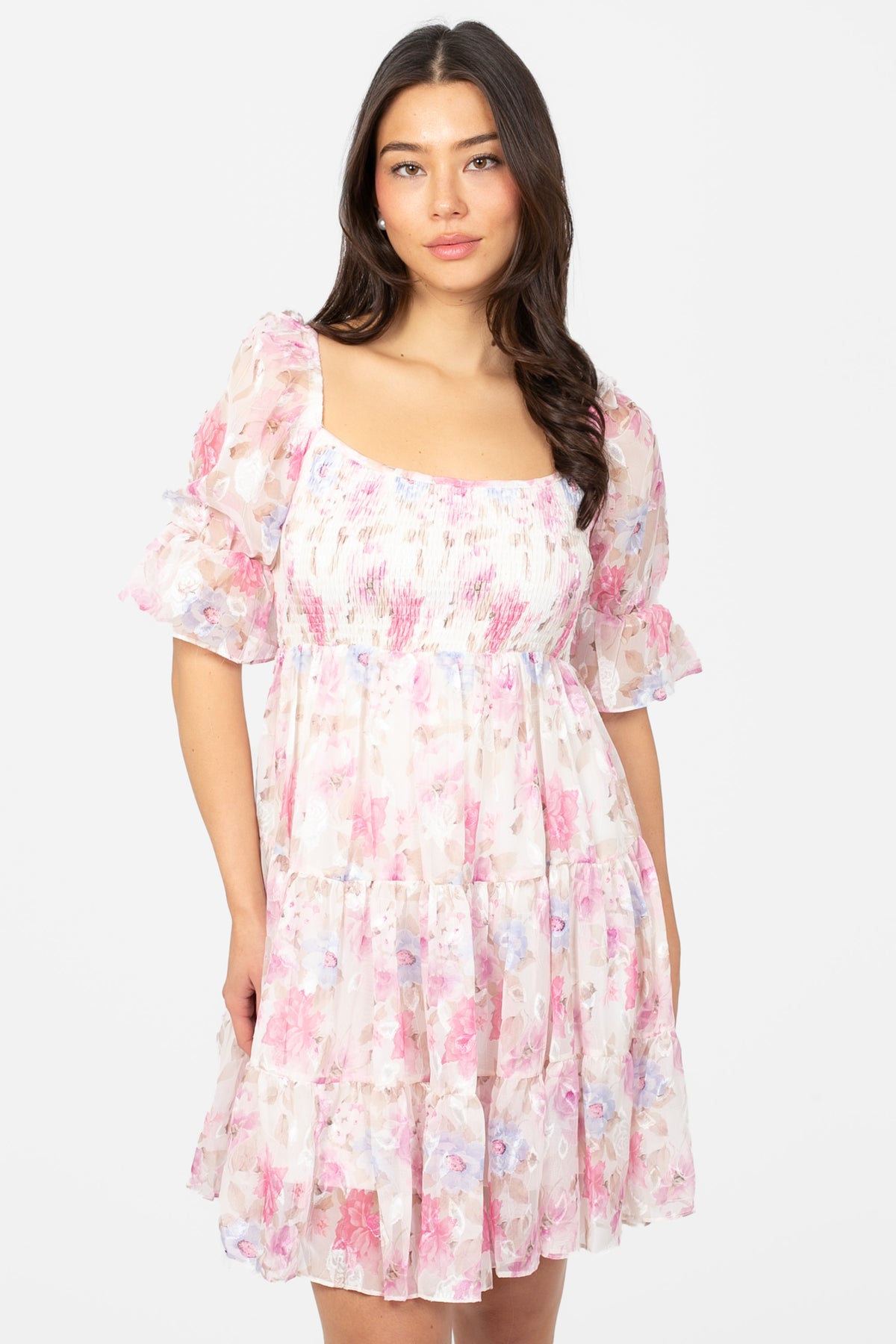 Gia Floral Mini Dress - honey