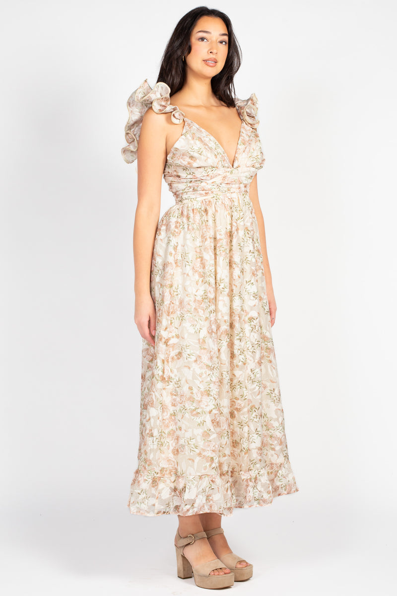 Secret Garden Backless Floral Maxi Dress