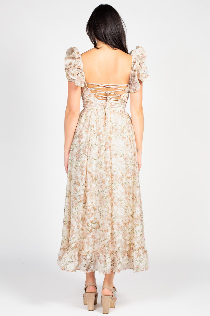 Secret Garden Backless Floral Maxi Dress