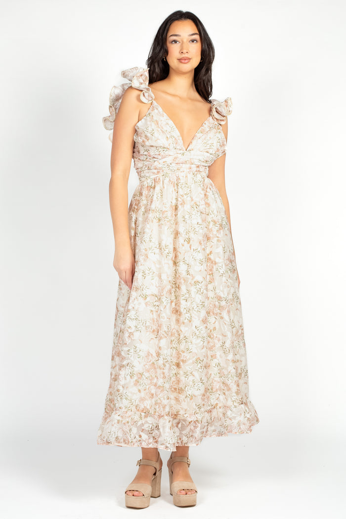 Secret Garden Backless Floral Maxi Dress