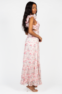 Marie Strap Back Floral Maxi Dress - honey