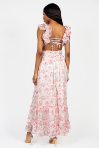 Marie Strap Back Floral Maxi Dress - honey