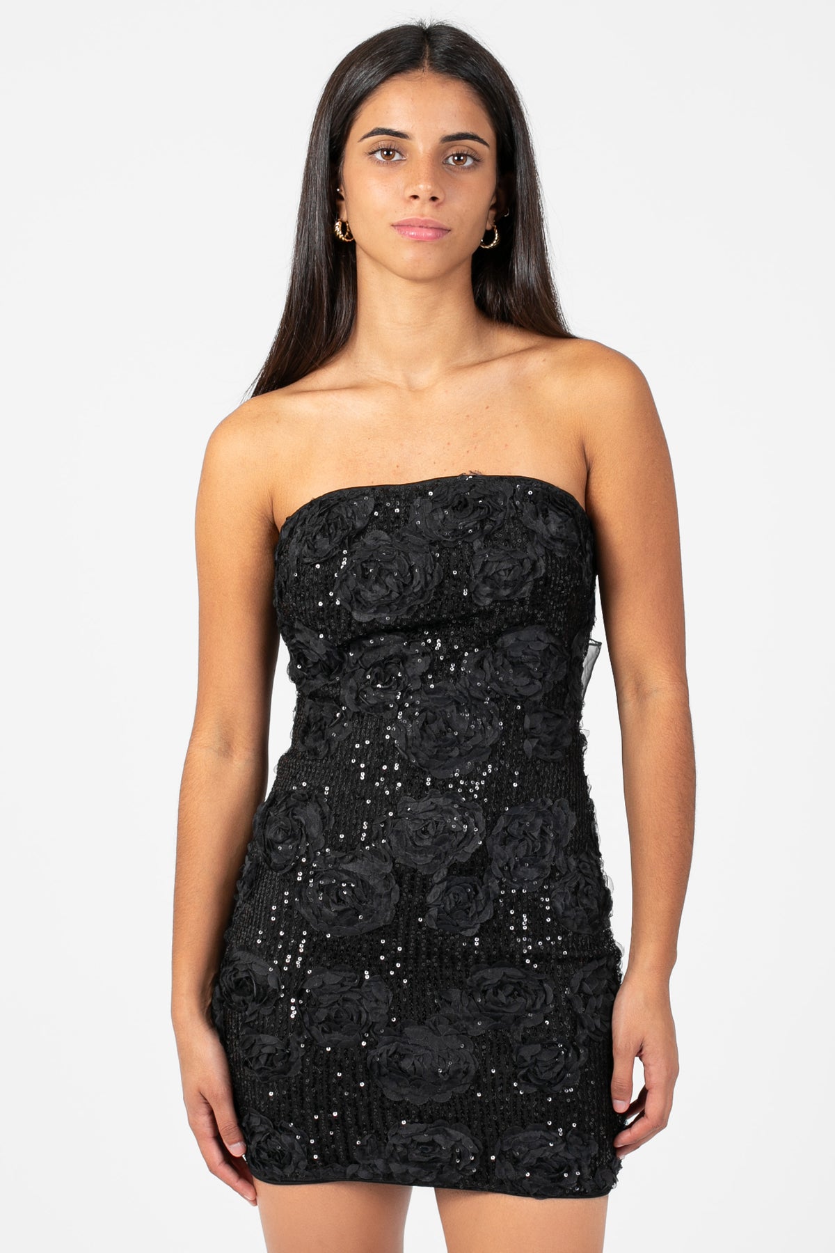 Zella Floral Sequin Mini Dress - honey