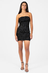 Zella Floral Sequin Mini Dress - honey