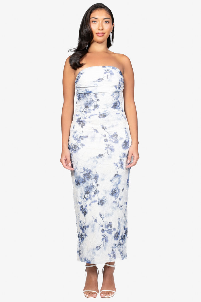 Mirielle Beaded Floral Maxi Dress - honey