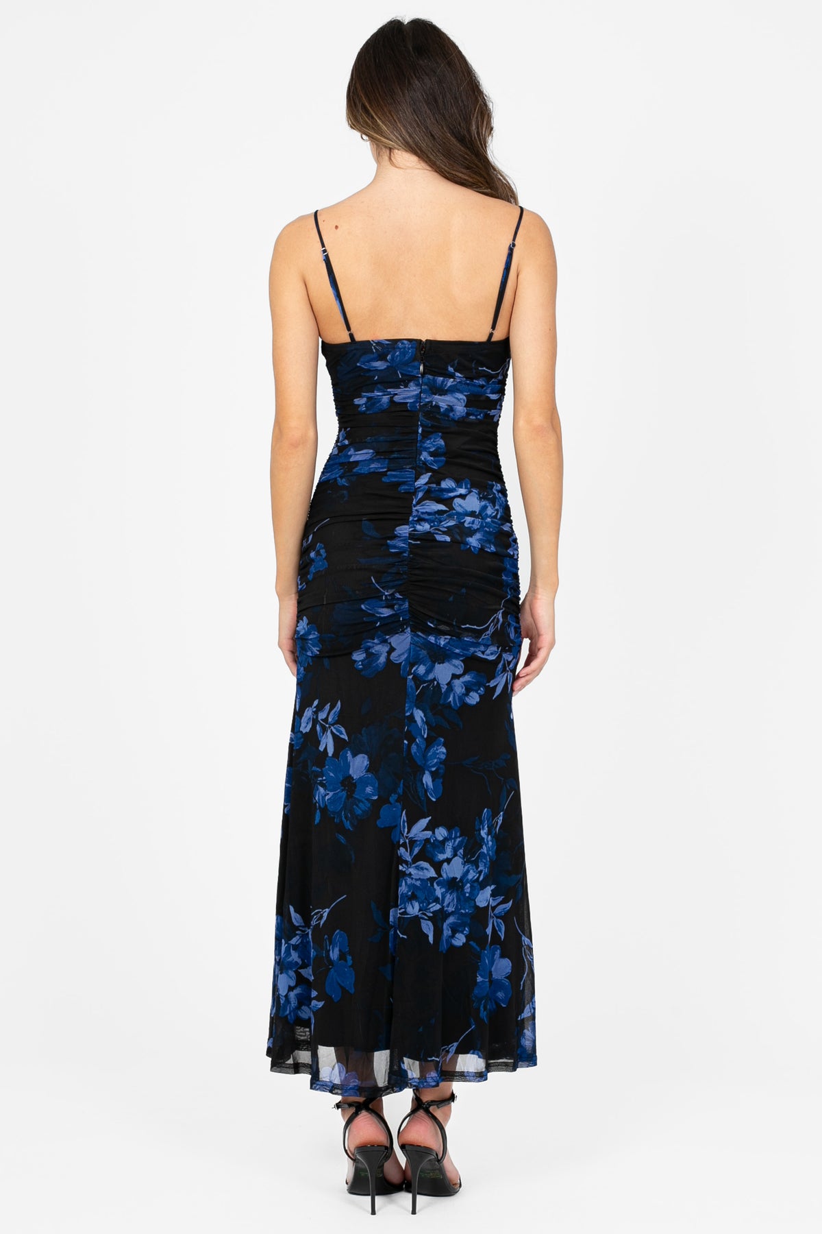 Renata Floral Ruched Midi Dress - honey