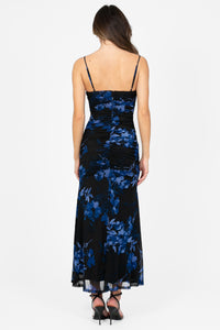 Renata Floral Ruched Midi Dress - honey