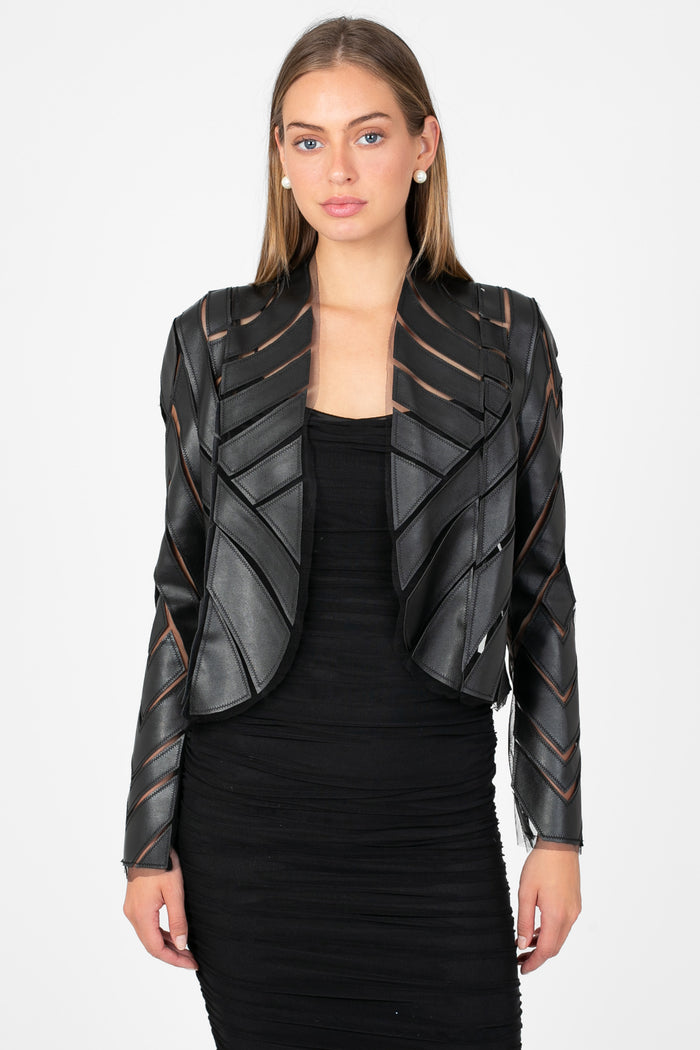 Noir Mesh Vegan Leather Jacket - honey