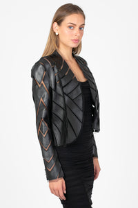 Noir Mesh Vegan Leather Jacket - honey