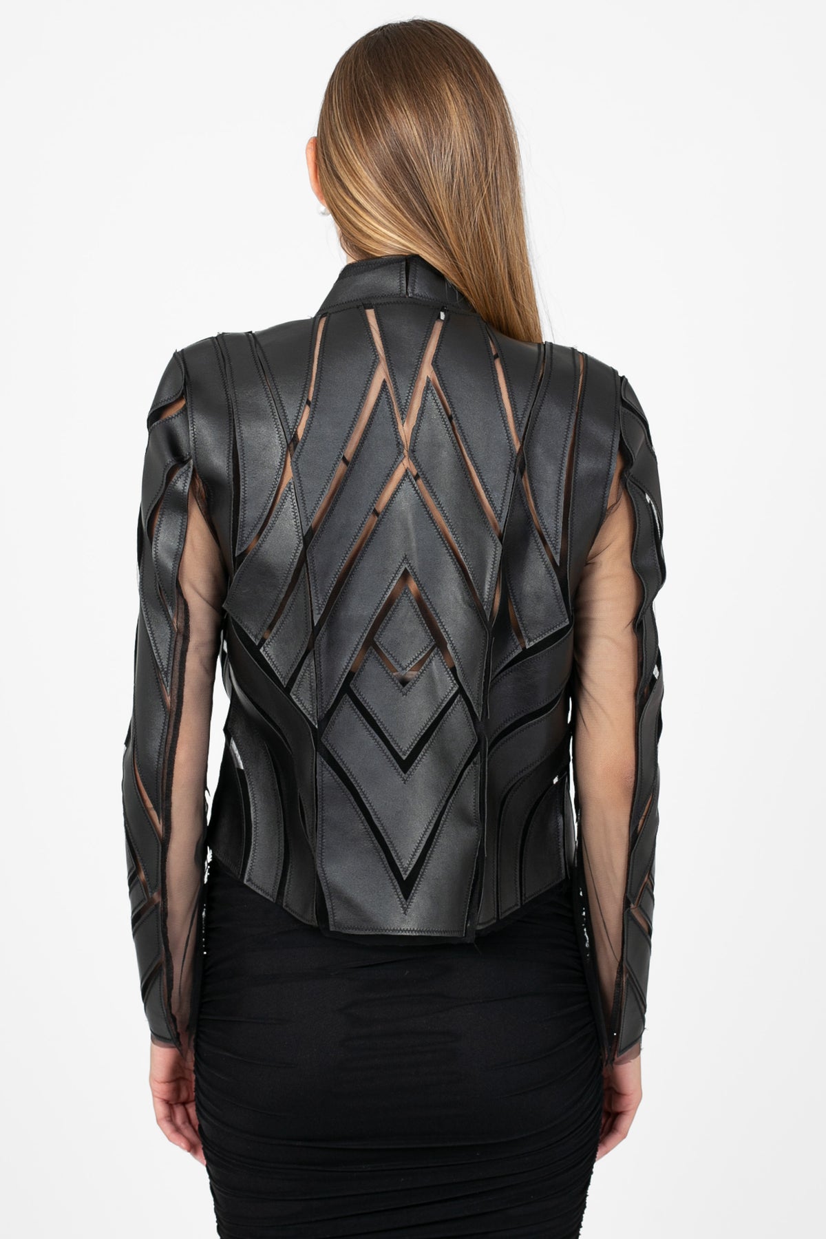 Noir Mesh Vegan Leather Jacket - honey