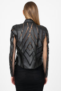 Noir Mesh Vegan Leather Jacket - honey