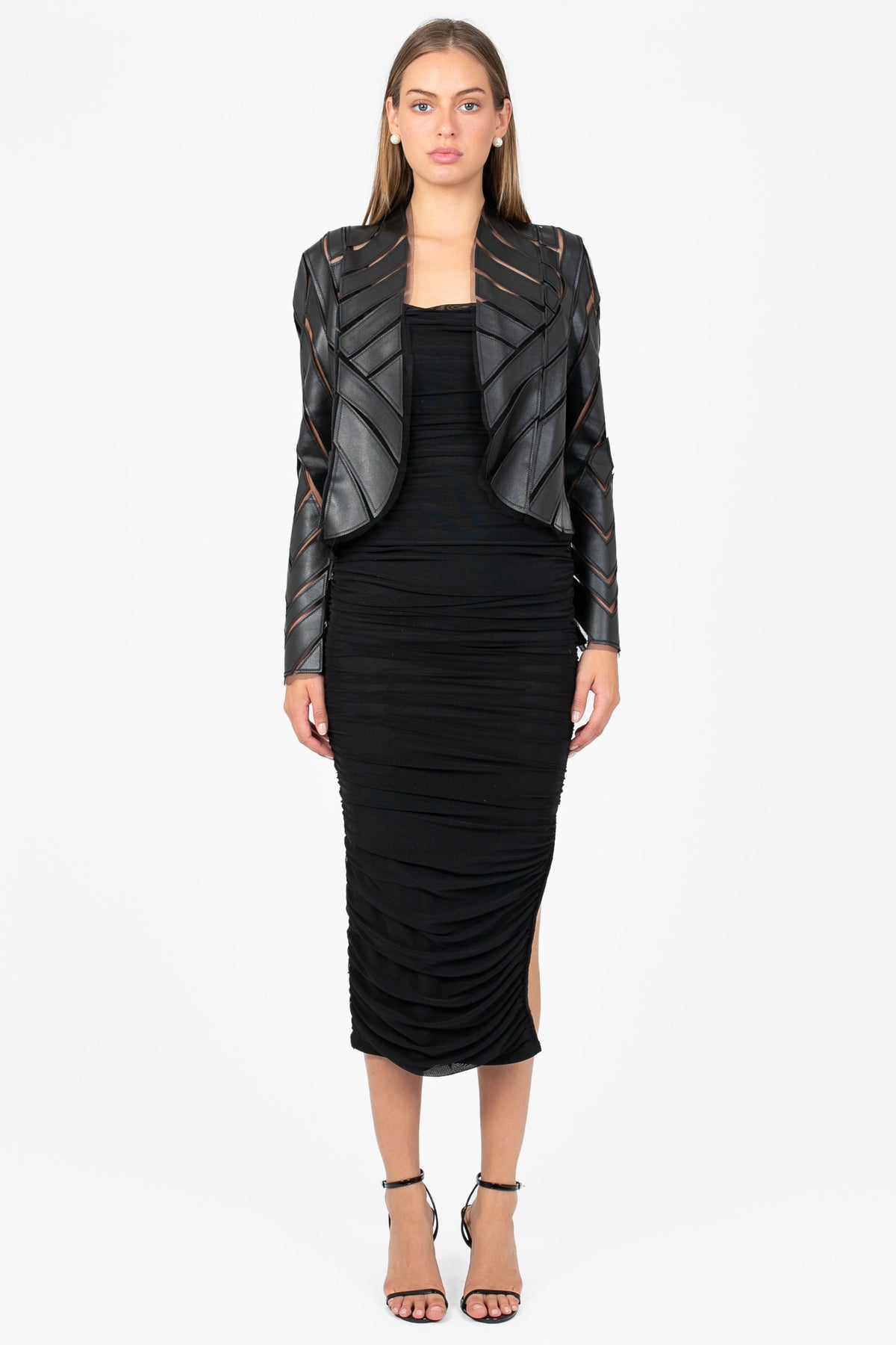 Noir Mesh Vegan Leather Jacket - honey