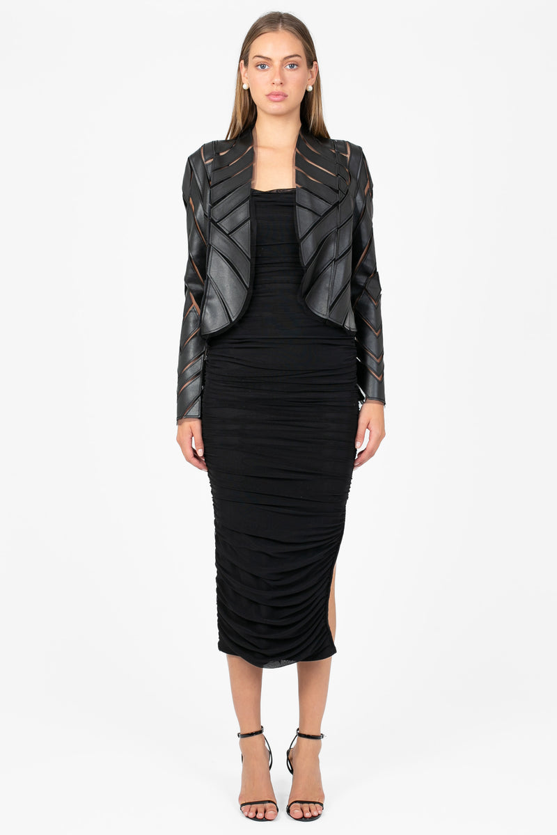 Noir Mesh Vegan Leather Jacket - honey