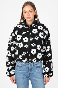 Lila Floral Print Sherpa Jacket - honey