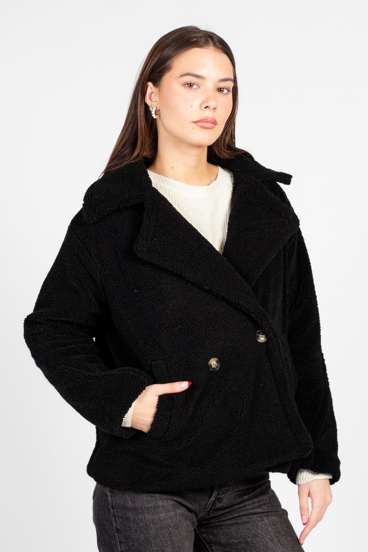 Maia Collared Button Up Teddy Coat