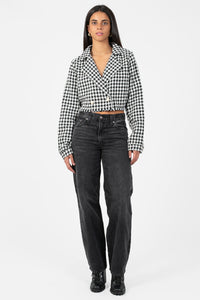 Jessalyn Houndstooth Cropped Blazer - honey