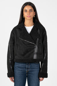 Maren Sherpa Lined Suede Jacket - honey