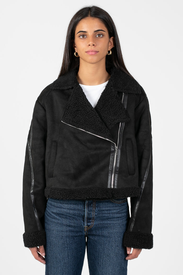 Maren Sherpa Lined Suede Jacket - honey